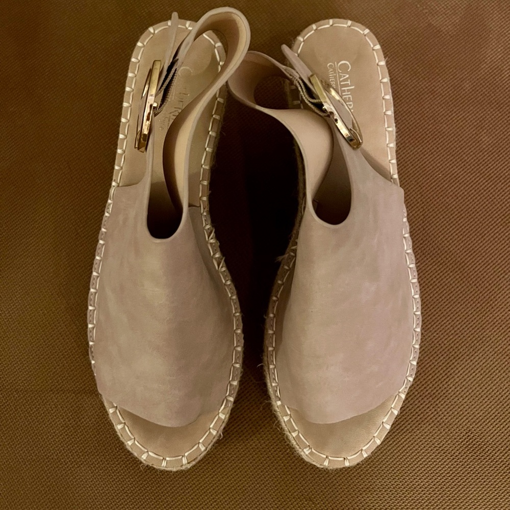 Catherine Malandrino Cream Espadrilles with Gold Buckle